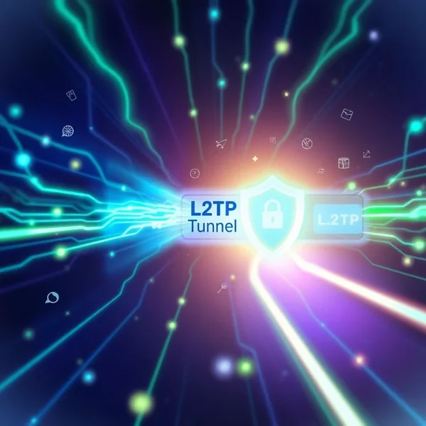 Image illustrating the concept of a network tunnel with L2TP highlighted, aiding in understanding the L2TP meaning