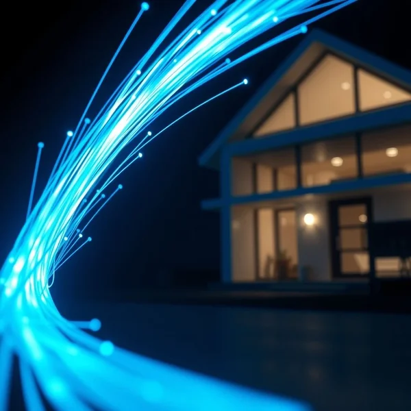 Diagramm, das eine FTTH-Verbindung (Fiber to the Home) veranschaulicht