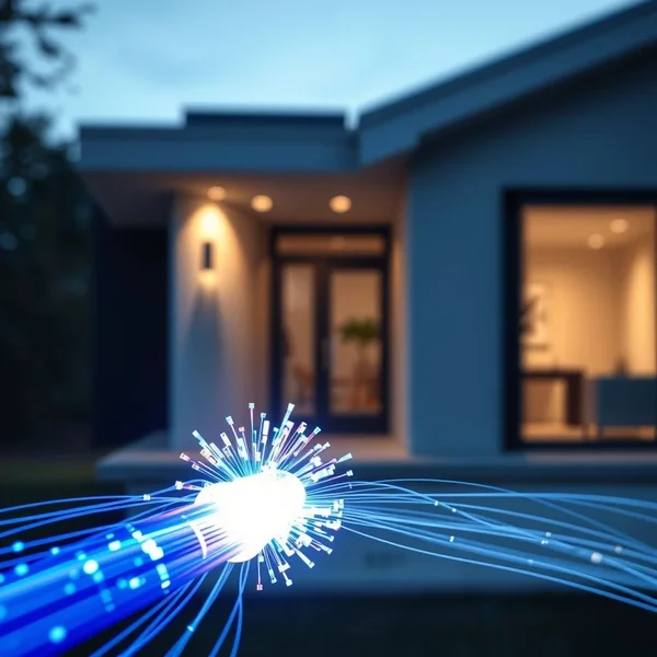 FTTH(광섬유를 가정까지 연결한) 연결을 설명하는 다이어그램