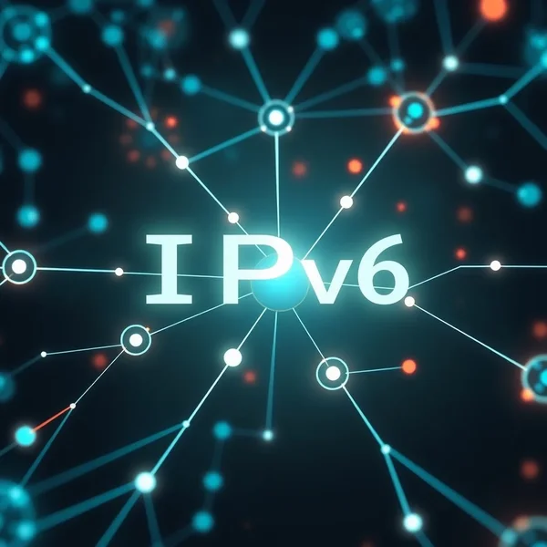 Image: A futuristic network graphic with "Understanding IPv6" text overlay