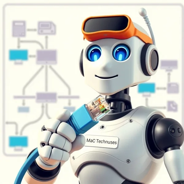 Illustration showing the role of a MAC address in network communication