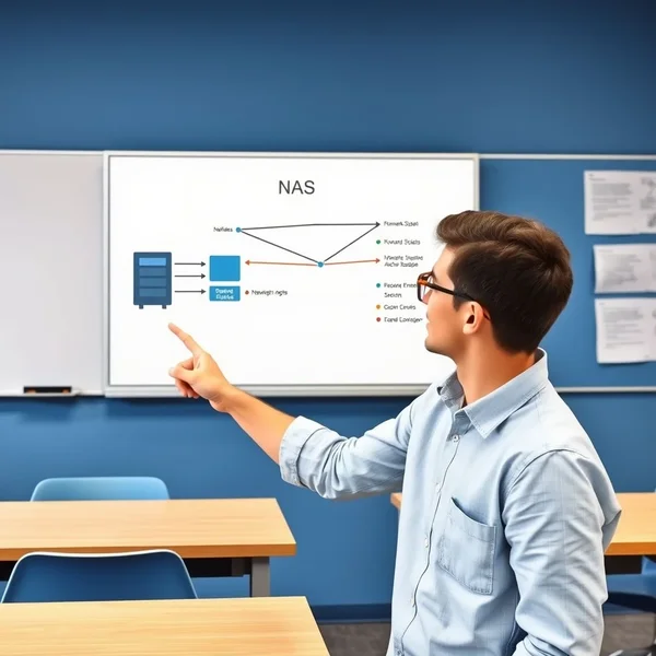 Afbeelding die de afkorting NAS en de netwerkconnectiviteit illustreert