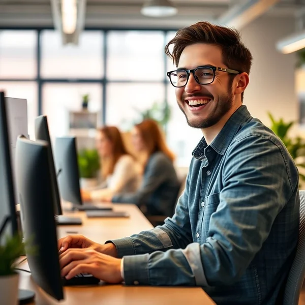 Image showing someone happy at their rewarding job