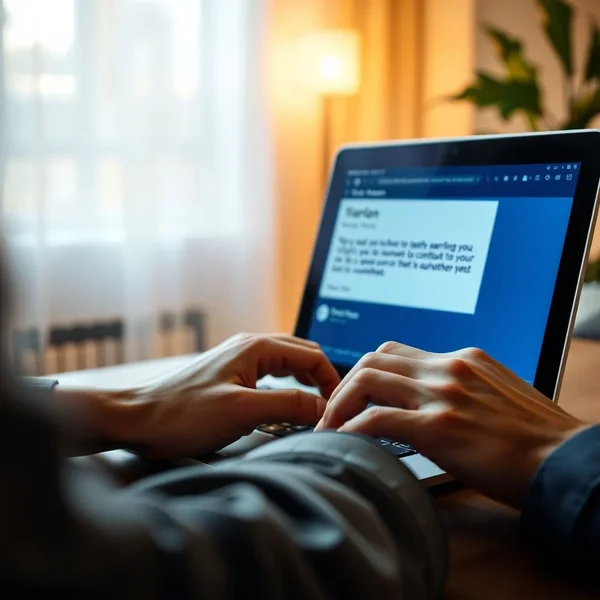 A person writing a Task Volunteering Email on a laptop