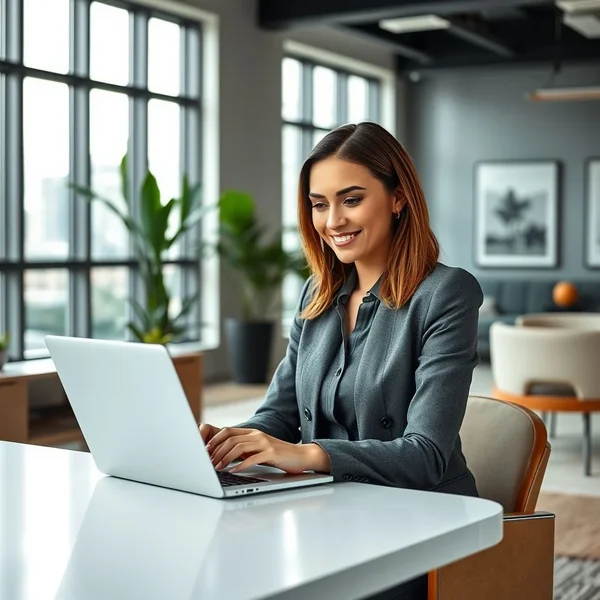 Una persona che scrive un'Email con Meeting Action Items su un laptop