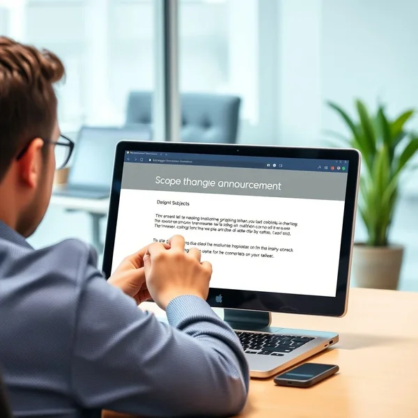 Image of a Scope Change Announcement Email being written