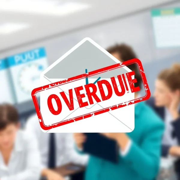 Um ícone de uma lista de tarefas com um relógio, simbolizando um E-mail de Overdue Task Follow-up