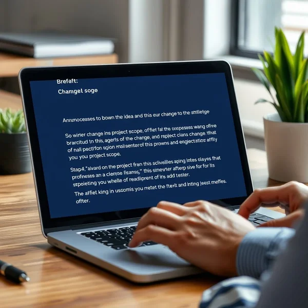 Afbeelding van een Scope Change Announcement Email die wordt geschreven