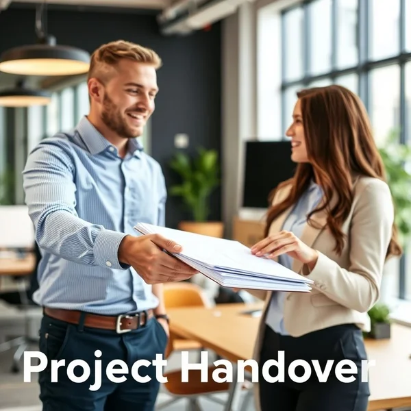 Afbeelding van een Project Handover Email die wordt geschreven op een laptop