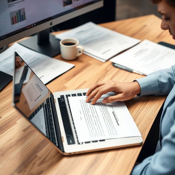 Image of a Project Handover Email being written on a laptop