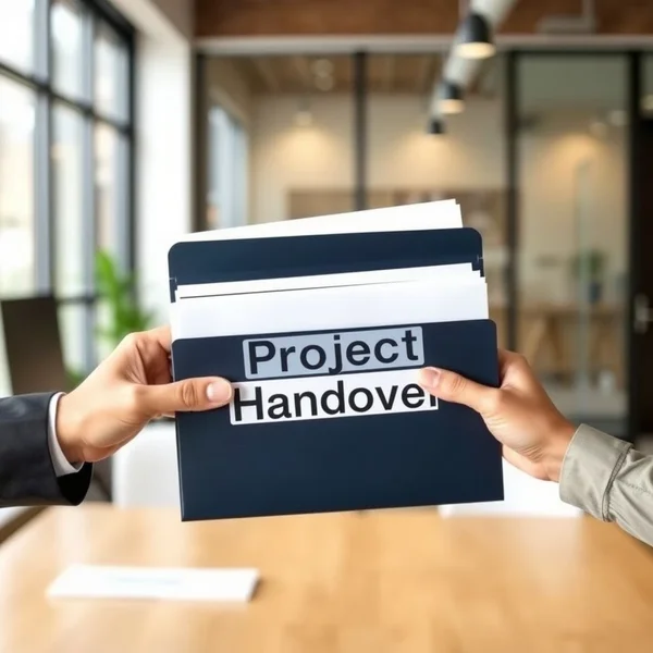 Image of a Project Handover Email being written on a laptop
