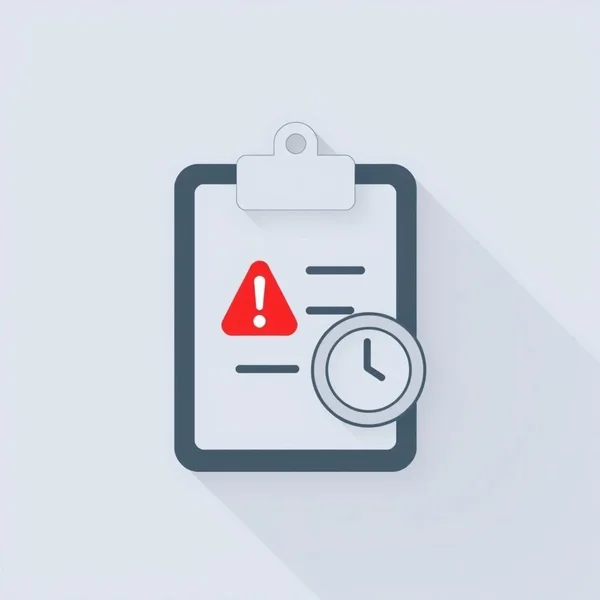 Ikon daftar centang dengan jam, melambangkan Email Tindak Lanjut Overdue Task