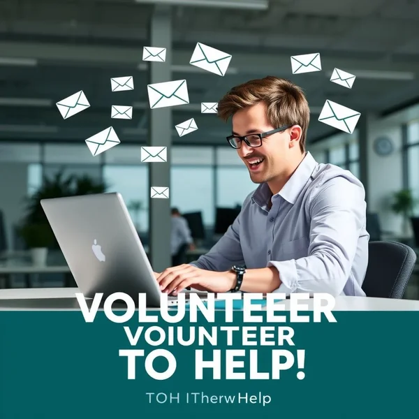 A person writing a Task Volunteering Email on a laptop