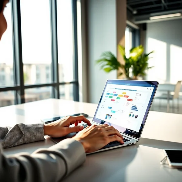 Ein Profi schreibt eine E-Mail zur Projektplanung-Bewertungsanfrage