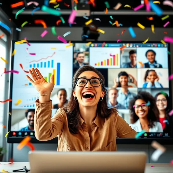A clear and professional Project Milestone Announcement Email on a screen