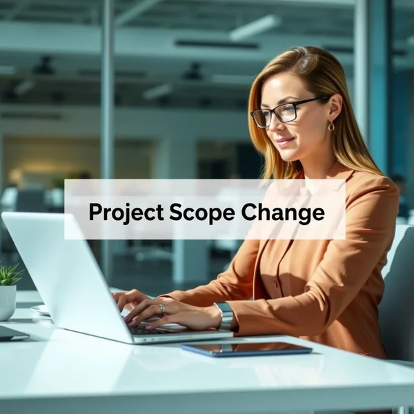 صورة لبريد إلكتروني بعنوان Scope Change Announcement قيد الكتابة