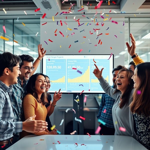 A clear and professional Project Milestone Announcement Email on a screen