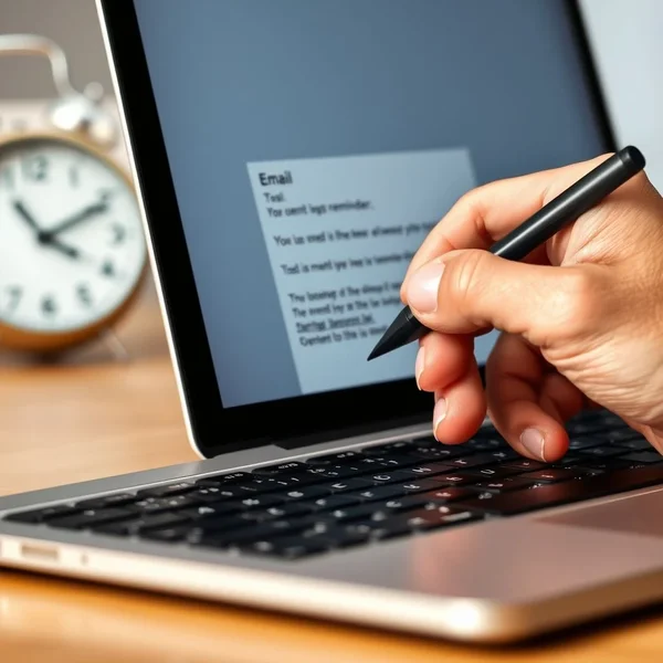 An icon of a checklist with a clock, symbolizing an Overdue Task Follow-up Email