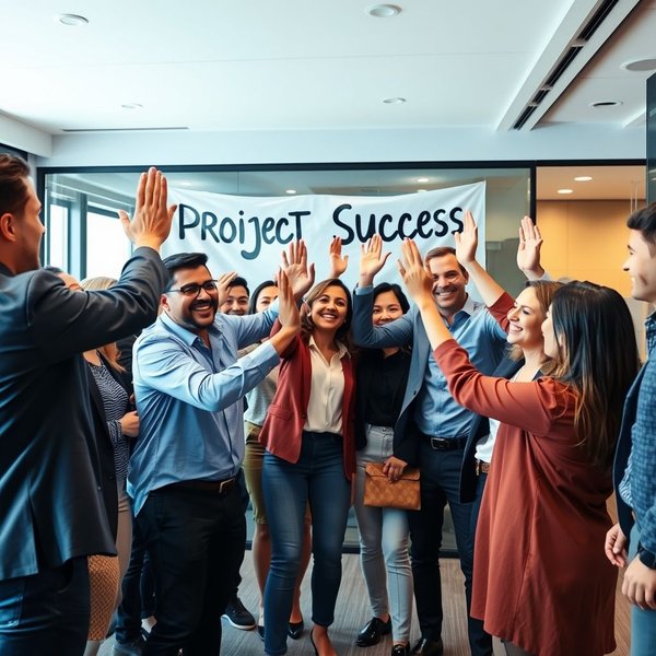 Imagen de un correo electrónico de Project Completion Announcement