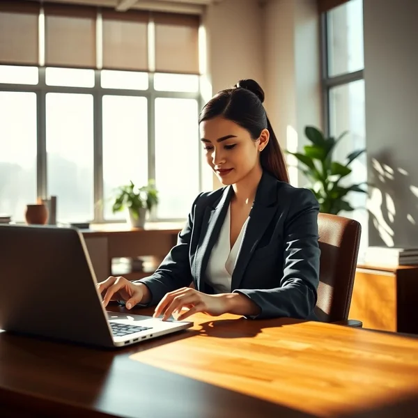 A person looking seriously at a laptop, composing a Project Mistake Acknowledgment Email