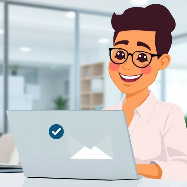 An illustration showing a person sending an Information Receipt Confirmation Email