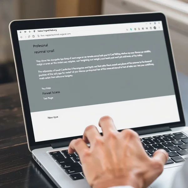 Image of a professional Resignation Email being written on a laptop