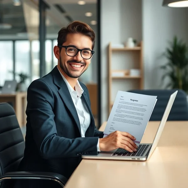 Image d’un email de Resignation professionnel rédigé sur un ordinateur portable