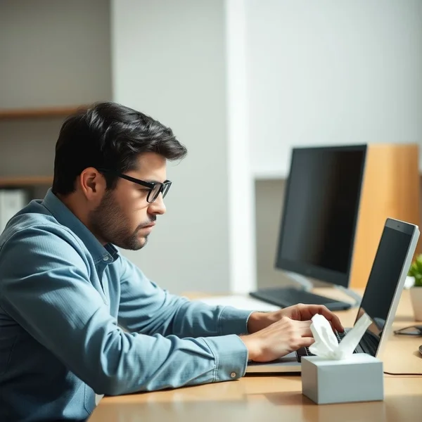 A professional Sick Day Notification Email being written on a laptop