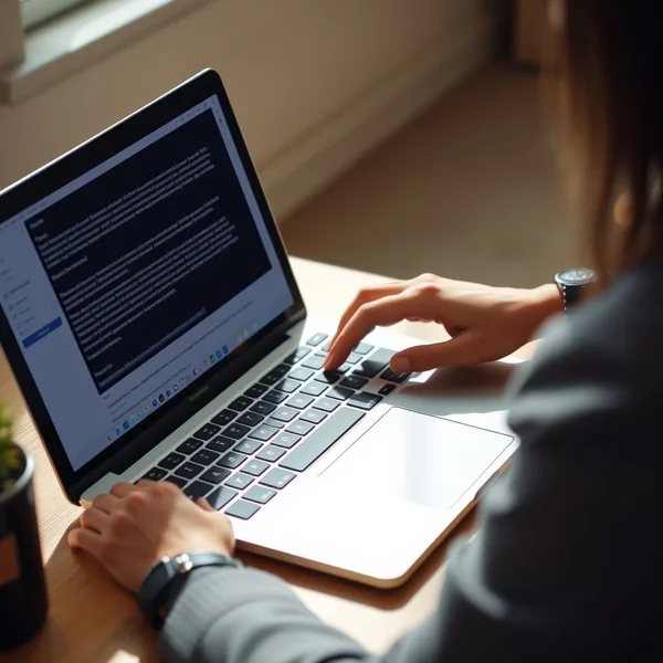 Image of a professional Resignation Email being written on a laptop