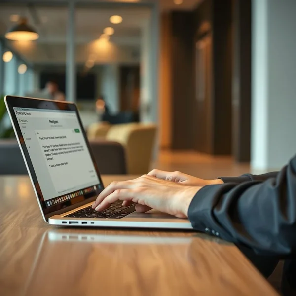 Image of a professional Resignation Email being written on a laptop