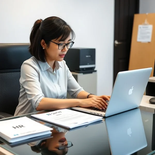 A person writing a Parental Leave Policy Inquiry Email on their computer
