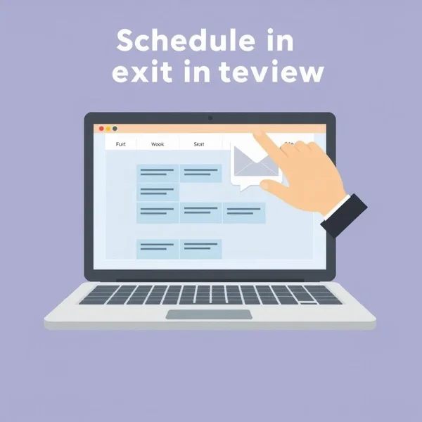 Một hình ảnh thể hiện lịch và biểu tượng email, tượng trưng cho một Email Exit Interview Scheduling