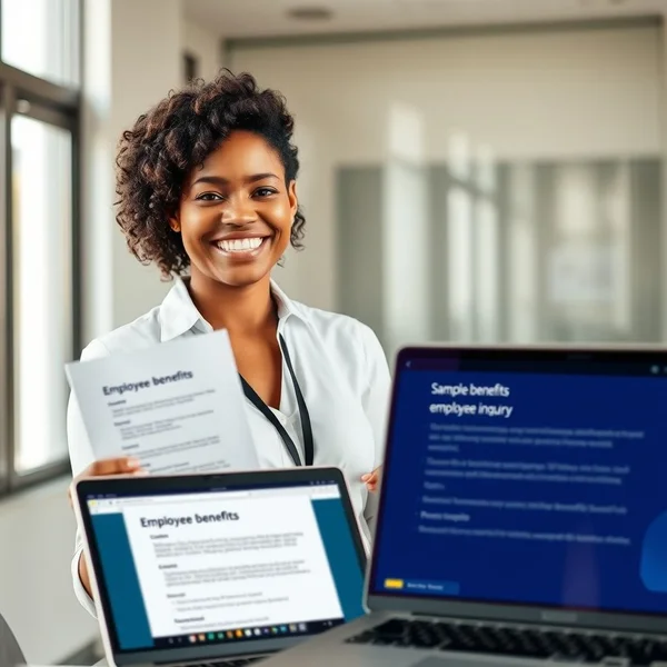 A person looking at a benefits document while writing a Benefits Inquiry Email