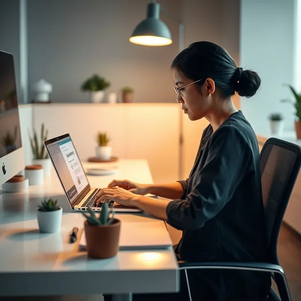 Seseorang sedang menulis Parental Leave Policy Inquiry Email di komputernya