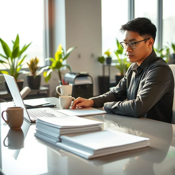 Seseorang dengan hati-hati menulis Workplace Grievance Report Email di laptop