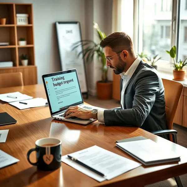 Un’illustrazione che mostra come scrivere una email di Training Budget Request