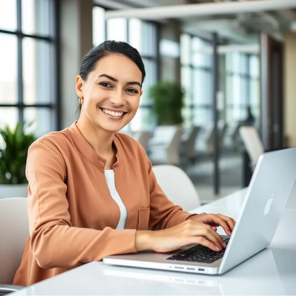A person writing a professional Employee Referral Email on a laptop