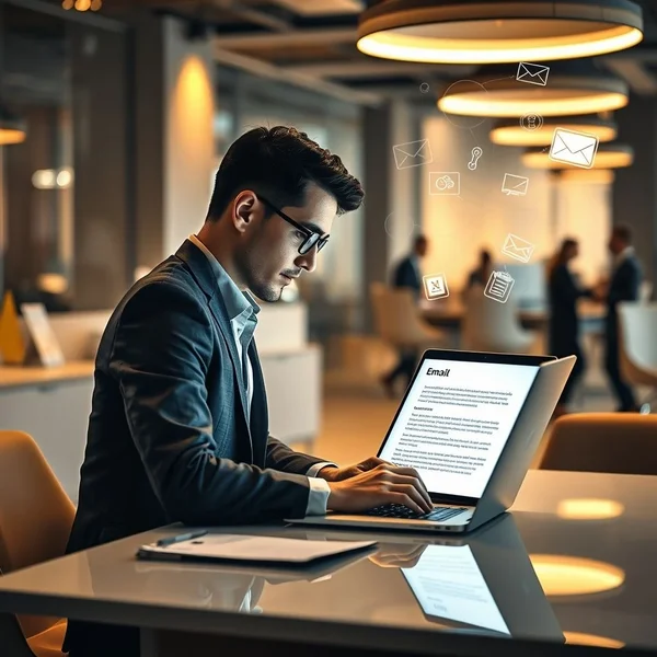 Una imagen que muestra a una persona escribiendo un correo electrónico de solicitud de Employment Verification Letter en una computadora portátil.