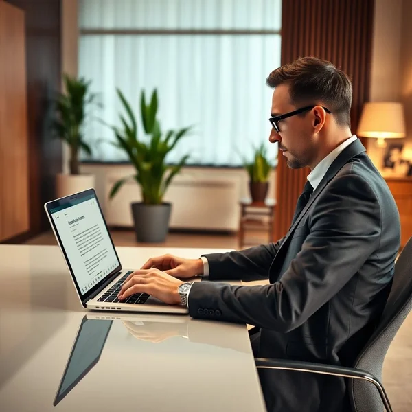 Een afbeelding van een persoon die een Employment Verification Letter Request Email schrijft op een laptop.