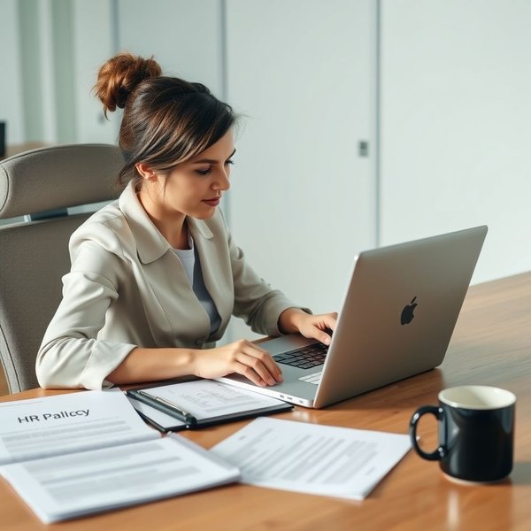 A person writing a Parental Leave Policy Inquiry Email on their computer