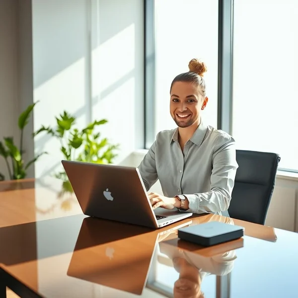 A person writing a professional Employee Referral Email on a laptop