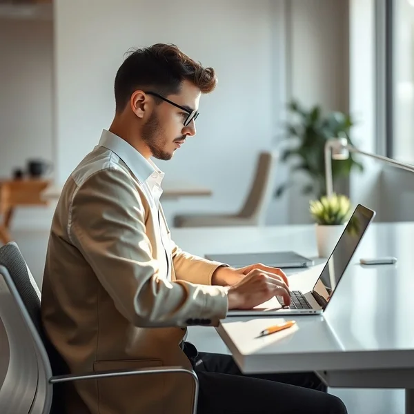 A person drafting a Process Improvement Suggestion Email on a laptop
