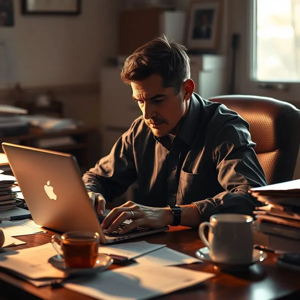 A person carefully writing a Workplace Grievance Report Email on a laptop