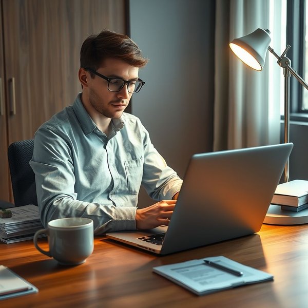 Изображение, показывающее человека, который пишет письмо-запрос Employment Verification Letter на ноутбуке.