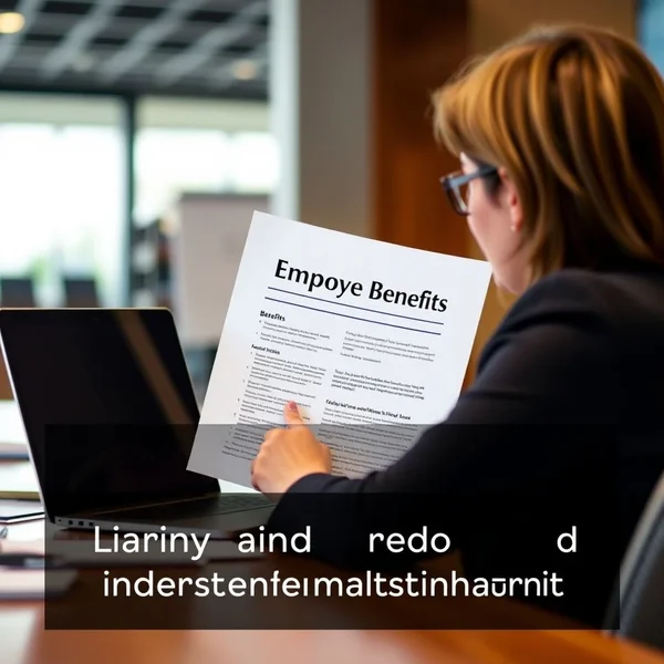 A person looking at a benefits document while writing a Benefits Inquiry Email
