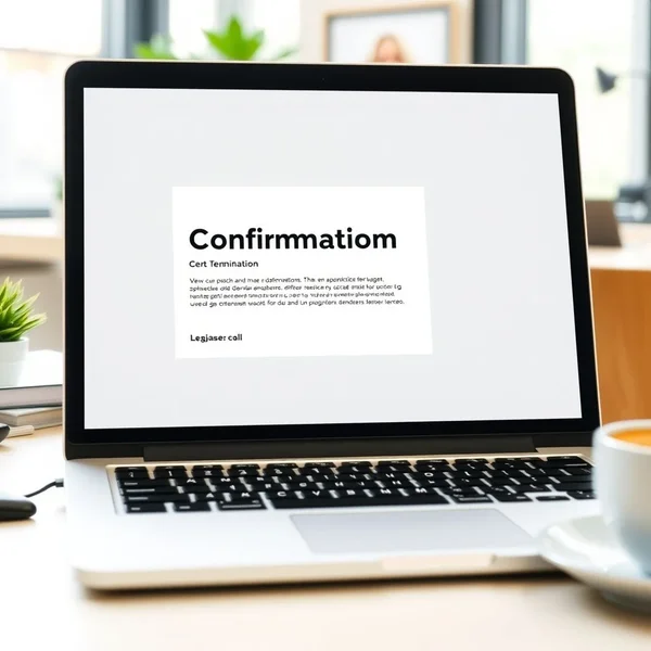 Eine klare und professionelle Workshop Enrollment Confirmation Email auf einem Laptop-Bildschirm