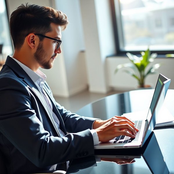 Ein Bild, das eine Person zeigt, die eine E-Mail zur Anfrage eines Employment Verification Letter Request auf einem Laptop schreibt.