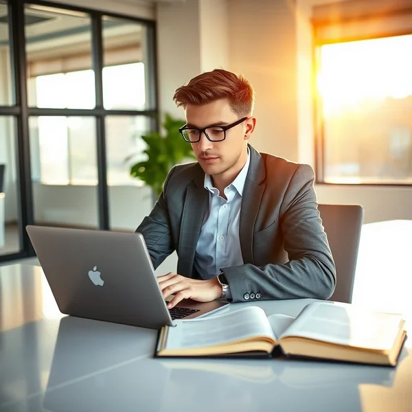 A person typing a WFH Policy Inquiry Email on a laptop