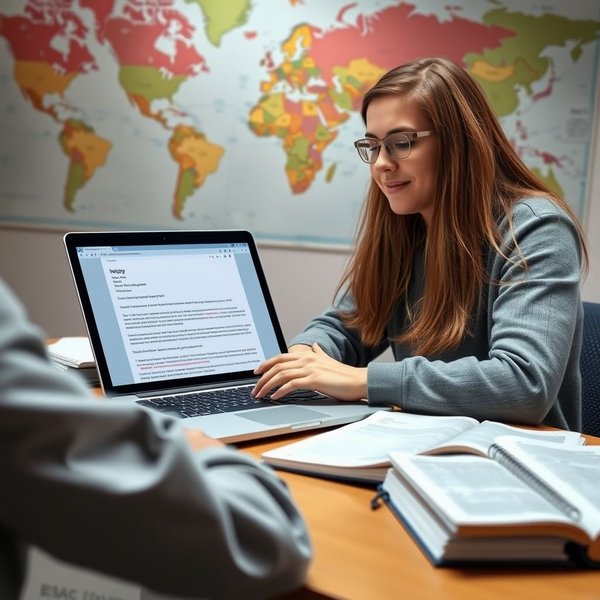 A student writing an EAP Inquiry Email on a laptop