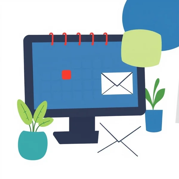 صورة تُظهر تقويماً وأيقونة بريد إلكتروني، ترمز إلى Exit Interview Scheduling Email